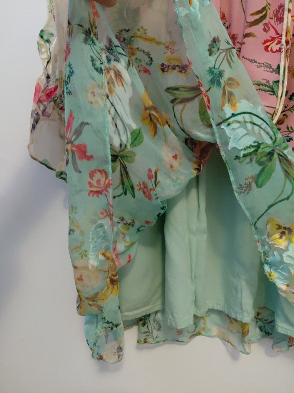 Hemnant & Nandita Wild Rose Silk Dress Tiered V-Neck Floral Long Sleeve Medium - Picture 9 of 12